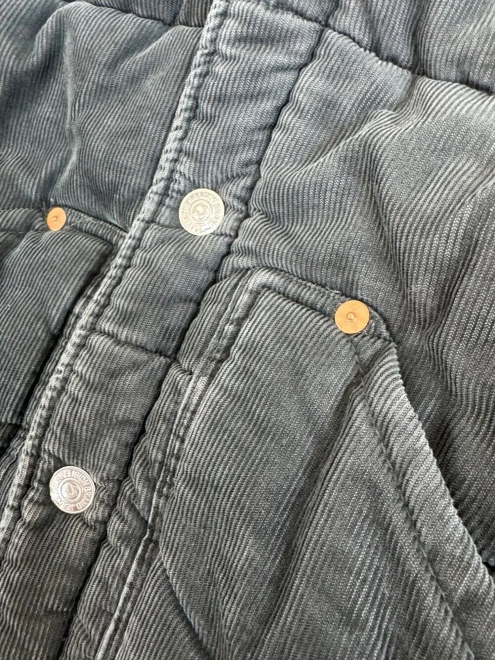 True Religion Corduroy Puffer Vest Burgundy Gray Mens M Snap Retro Western
